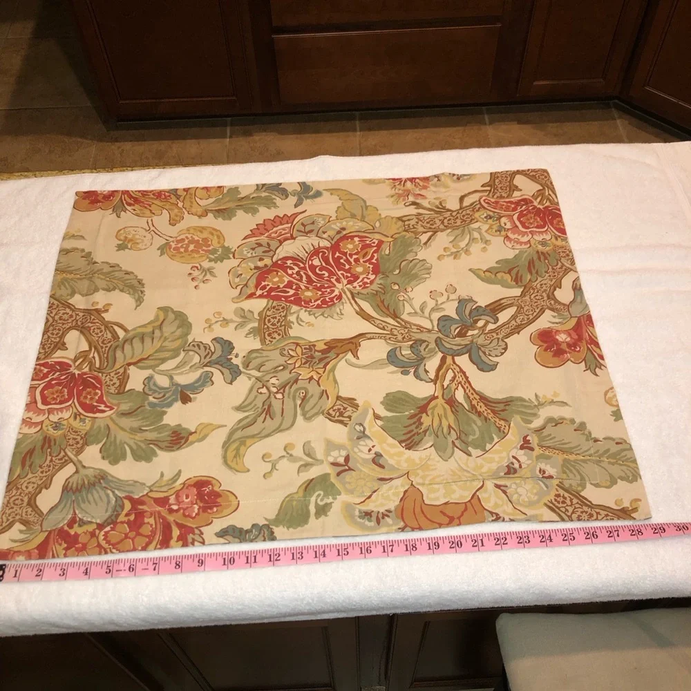 Pottery Barn Floral Standard Pillow Shams Set of Two, Tan with Floral Print, EUC